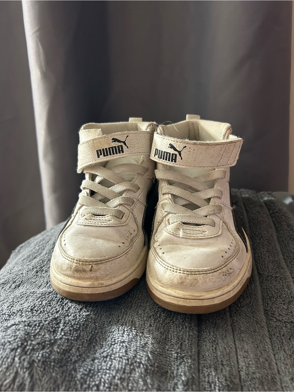 Puma Kids White and Black High-Top Sneakers